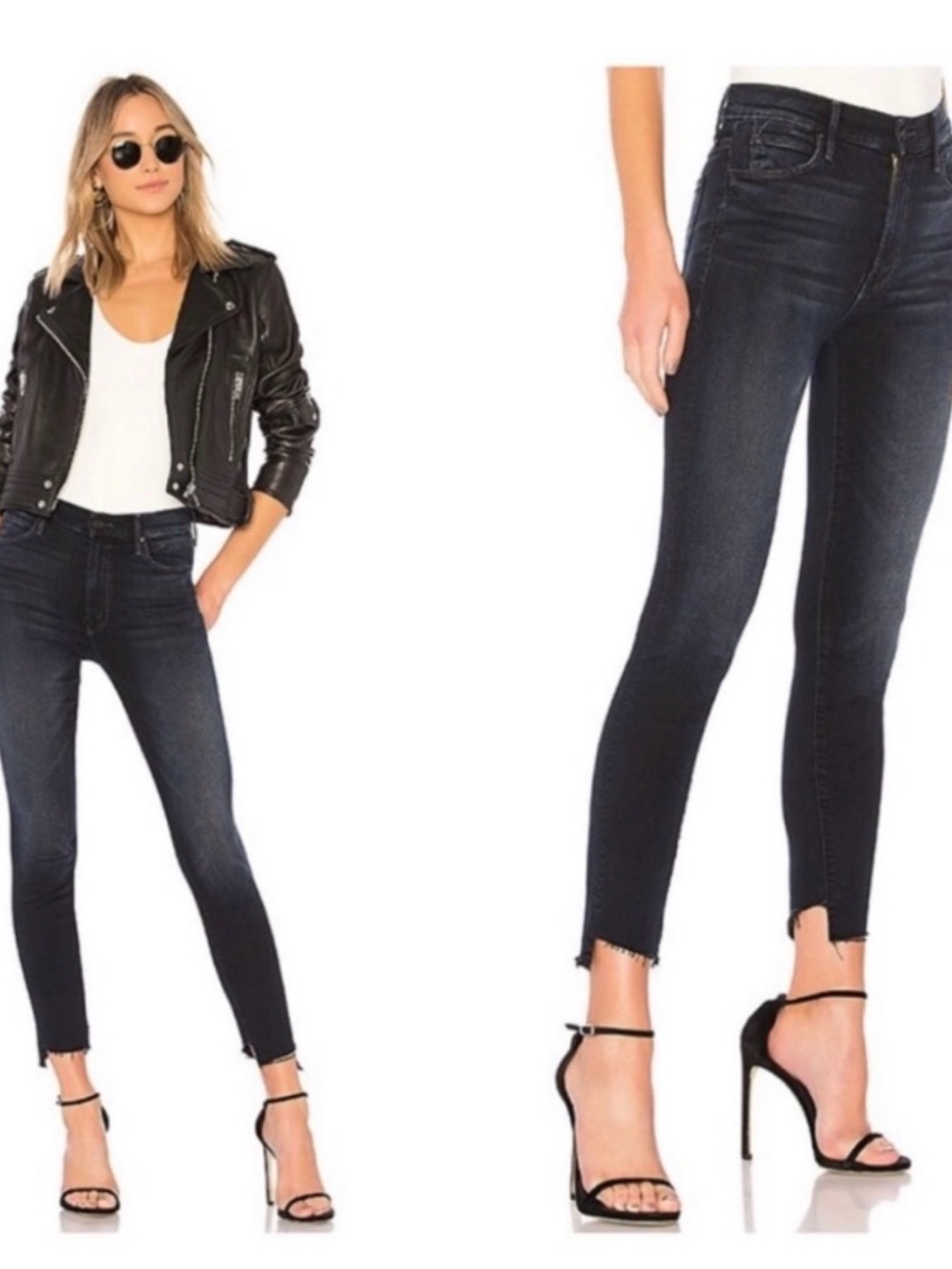 MOTHER The Stunner Zip Two Step Fray in Last Call wash.